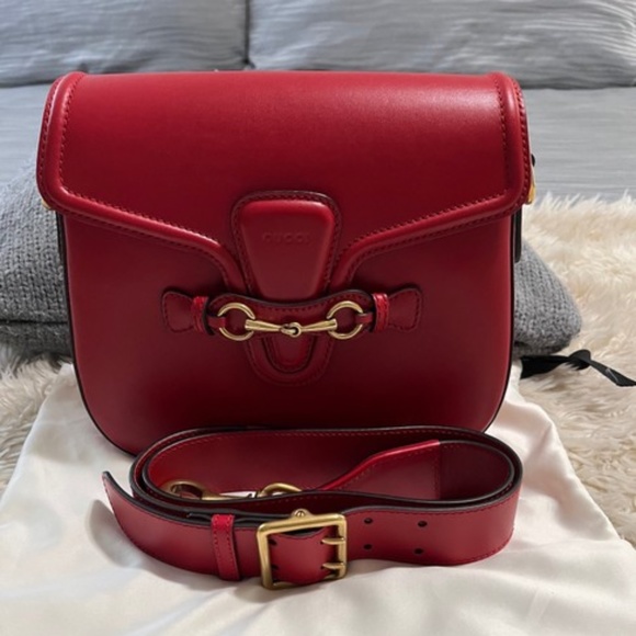 Gucci Handbags - Gucci Lady Web Medium Leather Shoulder Bag